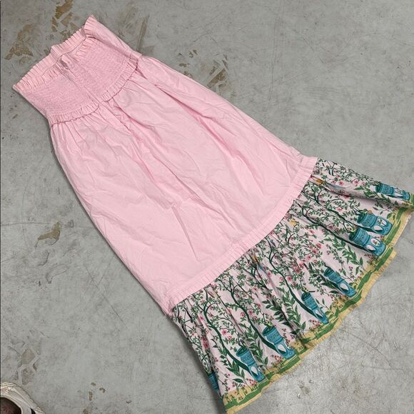 Pink Strapless Dress with Floral Hem - OLIVA JAMES - Brand NWOT Size Small Maxi - Picture 6 of 6